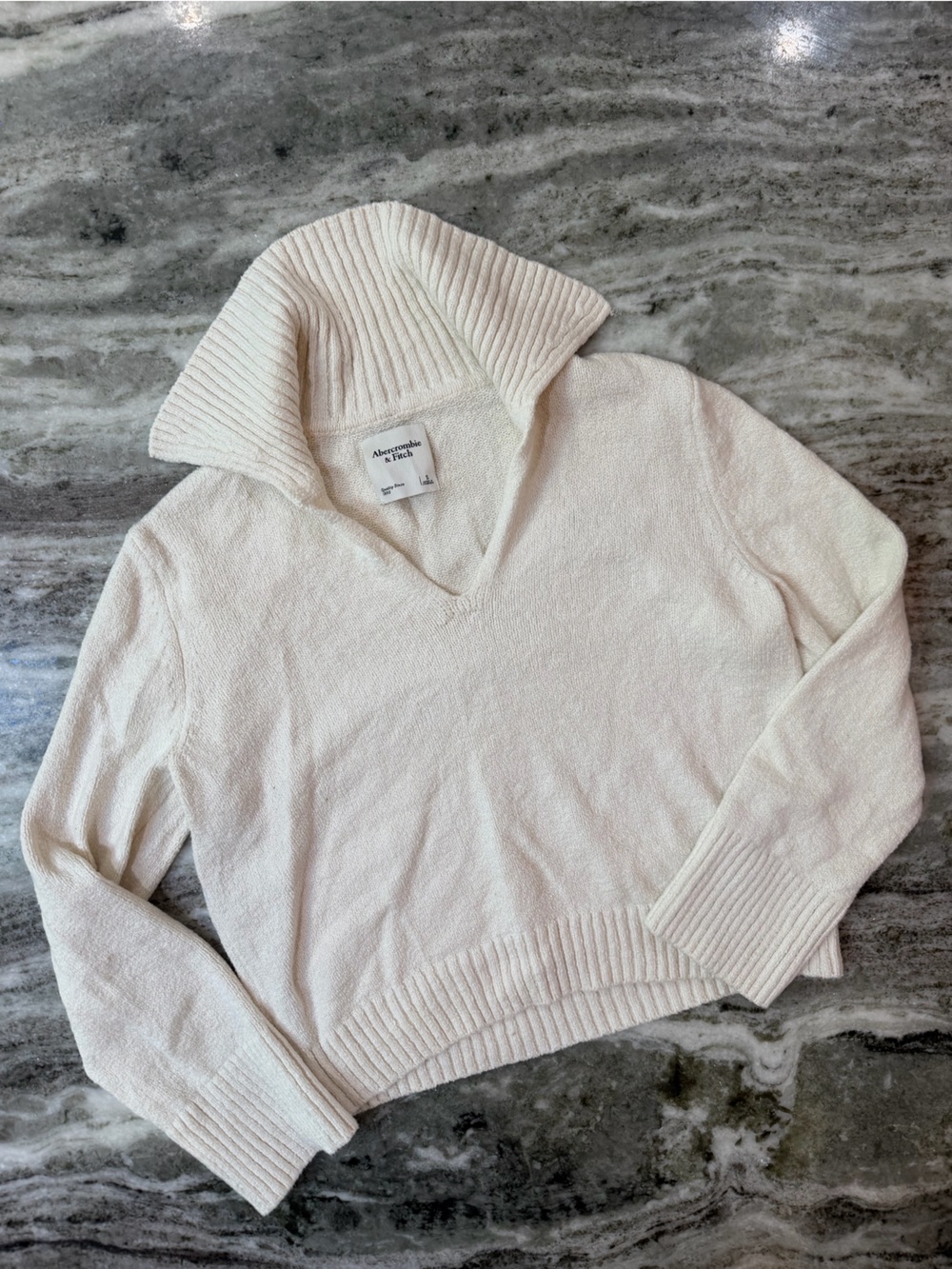 Abercrombie & Fitch Cream Collared Neck Sweater